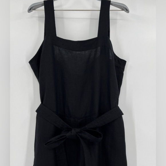 COPY - Quince Women’s Black Linen Jumpsuit sz XL NWT Sleeveless Square Neck Bel… - Picture 3 of 3